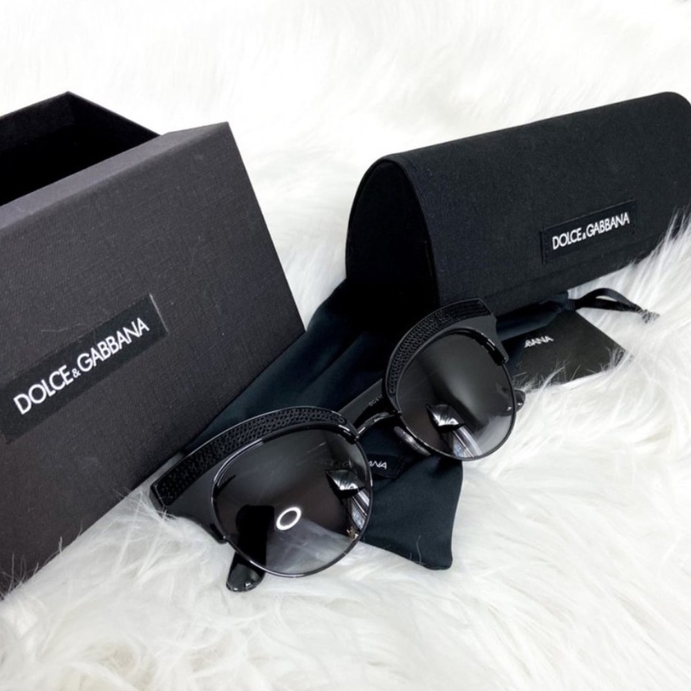 Dolce & Gabbana Black Sequin Embelished Cat Eye Sunglasses and Case